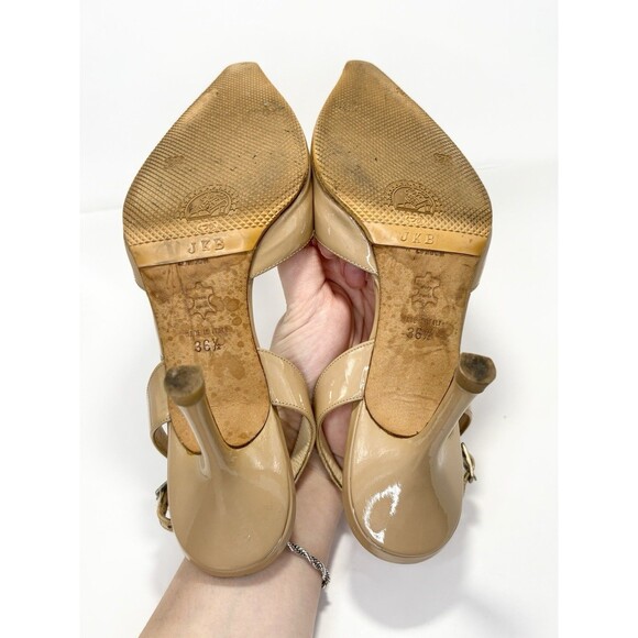 Jimmy Choo Nude Slingback Pumps w/ Ribbon Detail Patent Leather Sz EU 36.5 6.5 - Picture 10 of 14